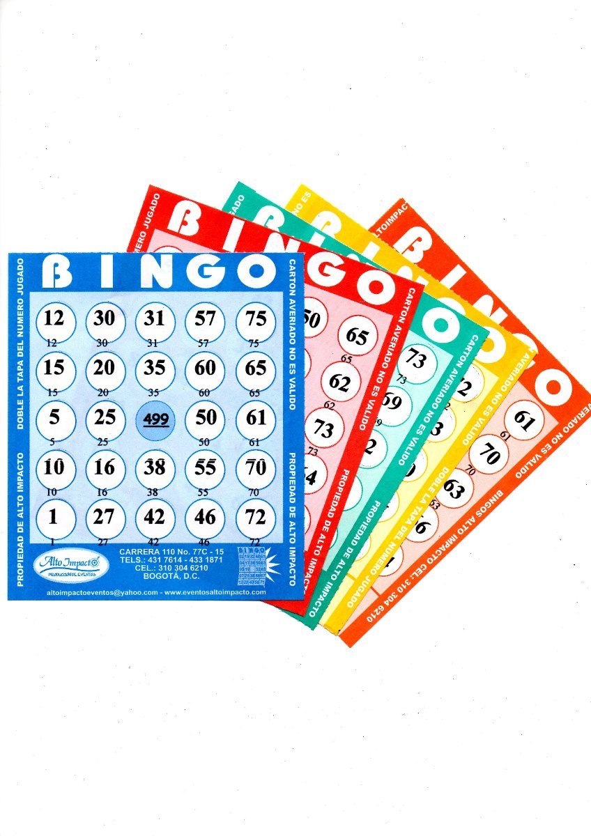 Cartones de bingo en paquetes de 900u.